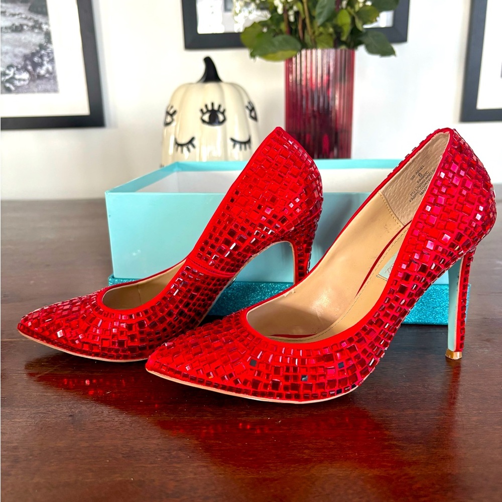 Betsy Johnson Red Rhinestone Pumps